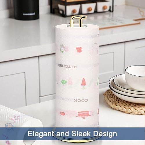 NearMoon Paper Towel Holder, Sturdy Paper Towel Stand Dispenser-All Metal, Standard or Jumbo-Sized for Kitchen Countertop, Farmhouse, Living Room (1 Pack, Gold) thumbnail 8
