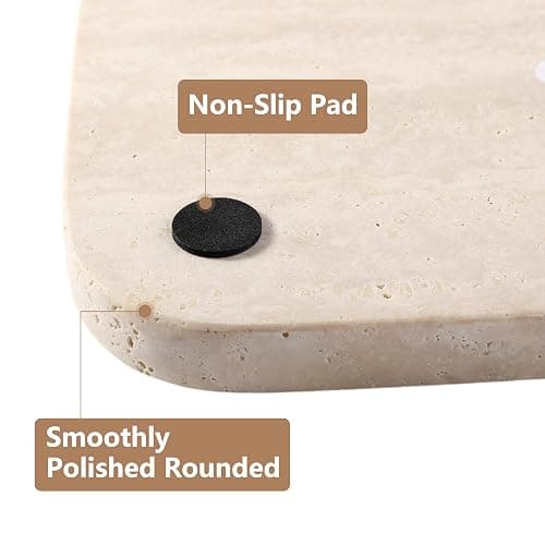 Marble Vanity Tray for Dresser Organizer, Travertine Bathroom Tray Countertop, Beige Decorative Serving Trays, Kitchen Sink Storage, Jewelry & Perfume Holder(Travertino Romano) thumbnail 5