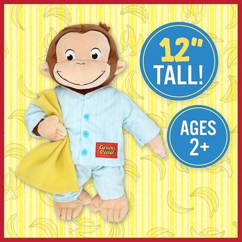 KIDS PREFERRED Curious George in Pajamas Monkey Stuffed Animal Plush Toys Soft Cute Cuddle Plushie Gifts for Baby and Toddler Boys and Girls - 12" Stuffed Animal thumbnail 5