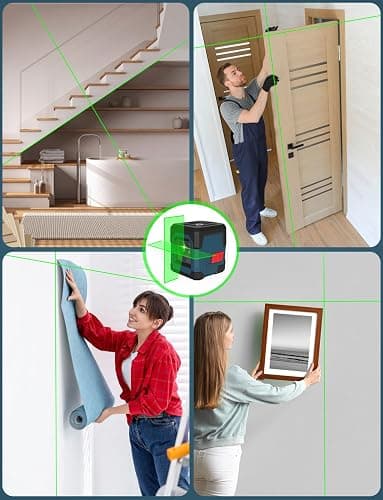 Laser Level, RockSeed Cross Line Laser with Self-Leveling, Vertical and Horizontal Line, Rotatable 360 Degree, Carrying Pouch, Battery Included (Green with 47 inch Tripod) thumbnail 6