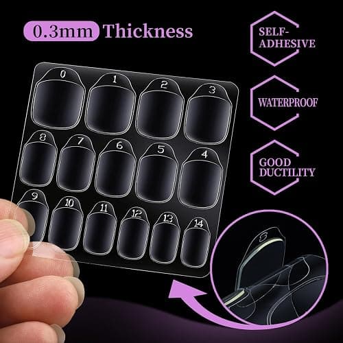 Teenitor 600pcs Nail Sticky Tabs for Press on Nails, 15 Sizes of Nail Glue Stickers for False Nails, Double Side Jelly Stickers, 40 Sheets Nail Adhesive Tabs thumbnail 3
