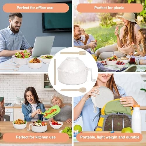 RORBAM Microwave Ramen Cooker,Ramen Bowl Set,Noodle Bowl With Chopsticks and Spoon,College Dorm Room Essentials for Girls for Boys, Apartment Essentials, Dishwasher-Safe,BPA-Free. (white) thumbnail 6