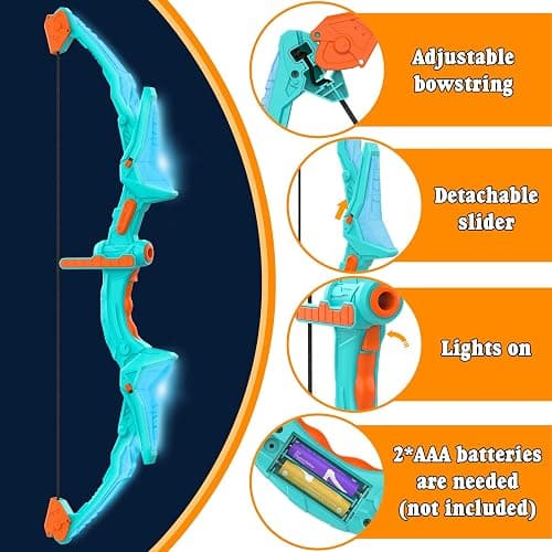 2 Pack Bow and Arrow Set for Kids, Light Up Archery Set with 14 Suction Cup Arrows, Archery Targets Outdoor Games for Kids Ages 4-8 8-12, Birthday Gifts Toys for 5 6 7 8 9 10 11 12 Year Old Boys Girls thumbnail 5