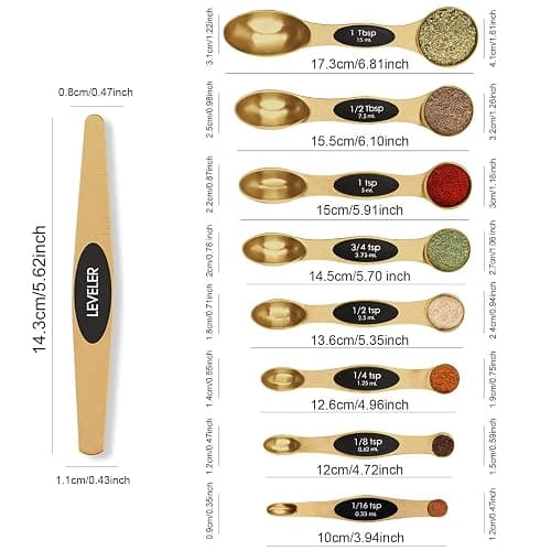 Magnetic Measuring Spoons Set Stainless Steel with Leveler-9pcs Stackable Measuring Cups for Baking-Measuring Cups and Spoon Set Kitchen Gadgets Apartment Essentials Fits in Spice Jars thumbnail 2