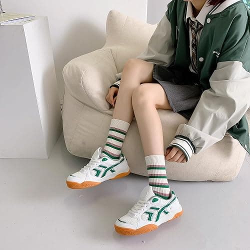 Xhonp 5 Pairs Cute Big C Letter Crew Socks Sports,Casual,Striped for Women Socks thumbnail 8
