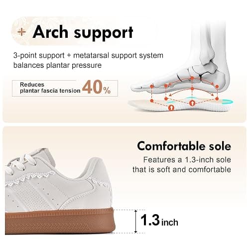Women's Ribbon Lace-Up Fashion Sneakers Arch Support Tennis Walking Shoes thumbnail 4