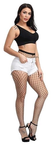Pareberry Women's High Waisted Fishnet Tights Sexy Wide Mesh Fishnet Stockings thumbnail 4