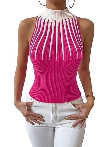 SweatyRocks Color Block Tank Top