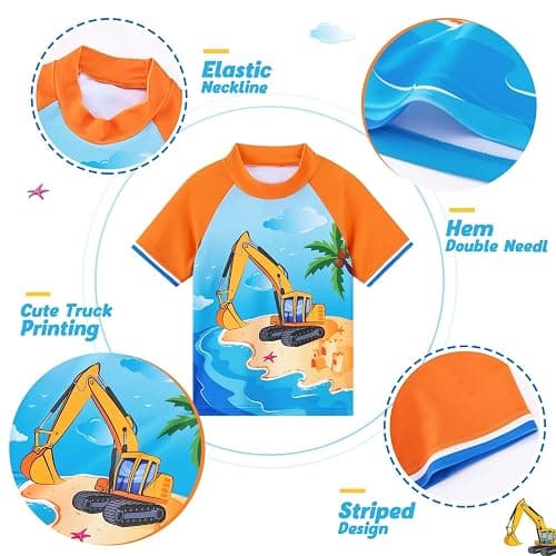 Kids Swimsuit Boys Two Pieces Shark Swimsuit Toddler Rash Guard and Trunk thumbnail 3