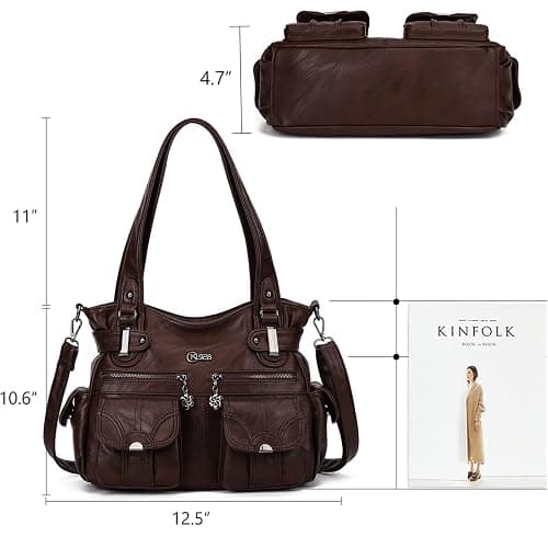 Purses and Handbags for Women Large Hobo Shoulder Bags Soft PU Leather Multi-Pocket Tote Bag thumbnail 3