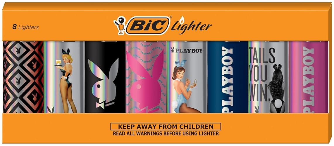 BIC Pocket Lighter, Special Edition Playboy (Holographic) Collection, Assorted Unique Lighter Designs, 8 Count Pack of Lighters - Image 1