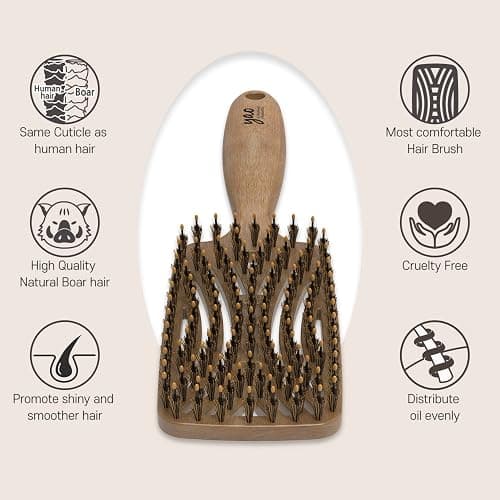 Yao Boar Bristle Hair Brush - Ventilated Thick & Curly Hair Detangler for Women & Kids, Shiny & Textured Hair thumbnail 8