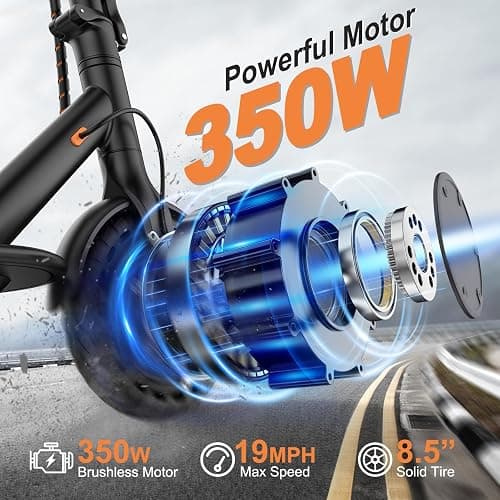 VOLPAM Electric Scooter, 350W/500W Powerful Motor, 8.5"/10" Solid Tires, 19/22Mph, 28/23/21/16 Miles Max Range, Dual Braking thumbnail 3