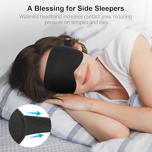 Gritin 100% Blackout Sleep Eye Mask for Women Men, Zero Pressure Sleep Mask | Ergonomic Design 3D Cutout Eye Movement and Eyelash Friendly Night Blindfold, Ultra Soft Comfortable for Sleeping thumbnail 5