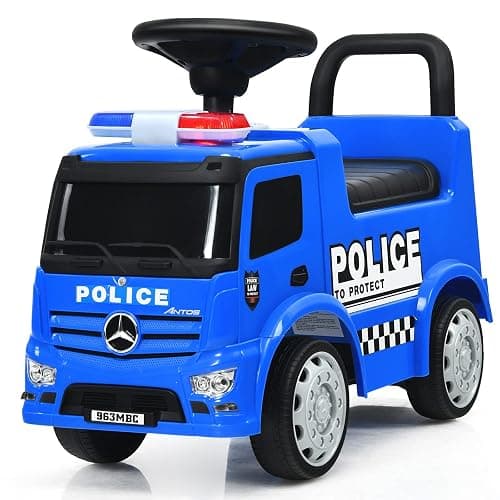 HONEY JOY Ride On Push Car, Licensed Mercedes Benz Push Cars for Toddlers w/Horn, Music, Lights, Under Seat Storage, Foot-to-Floor Ride On Fire Truck Toy for Kids Boys Girls 1-3, Blue - Image 1