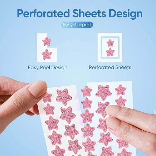 QUSTERE Pimple Patches for Face, Hydrocolloid Acne Patches, Sparkling Star Zit Covers, Colorful Spot Stickers with Tea Tree, Salicylic Acid & Cica Oil| 3 Sizes (10mm, 12mm & 14mm) |240 Count thumbnail 3
