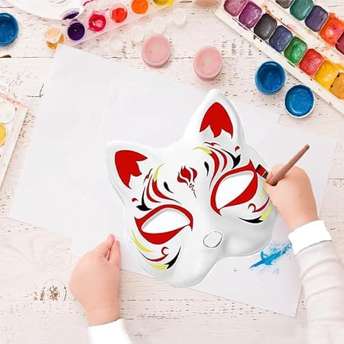 Apettoey 10PCS Cat Masks - White Therian Masks for Masquerade, Halloween, Kids Cosplay & Costume Parties thumbnail 3