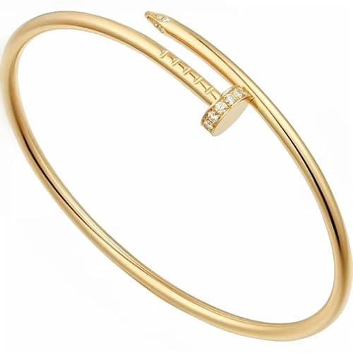 Nail Cuff Bracelet for Women & Men Elegant CZ-Studded Open Design, Stylish Gold Jewelry Gift for Fashionable and Elegant Women and Men - Image 1