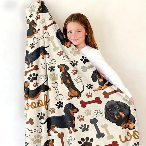 Dachshund Blanket Gifts for Wiener Dog Lovers Soft Flannel Dachshund Throw Blanket Birthday Stuff Gifts Decor for Kids Adults 50"X40" thumbnail 4