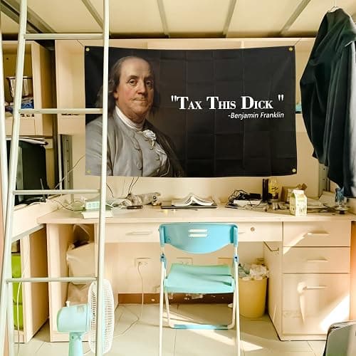 Benjamin Franklin Tax This Dick Flag Funny Flags for Room 3x5 Feet College Dorm Room Decor Man Cave Frat Wall Indoor Outdoor Flag thumbnail 4