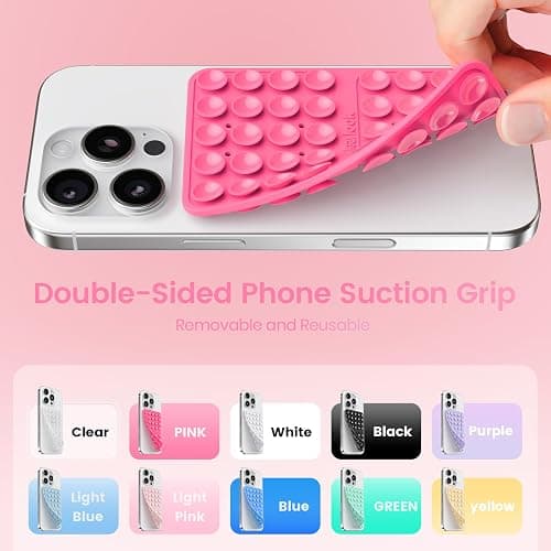 Klearlook Silicone Double Sided Suction Cup Phone Case Mount, Hot Pink | Sticky Phone Grip with Higher Suction Power for iPhone, Hands-Free Phone Accessories Holder for Selfies and Videos thumbnail 4