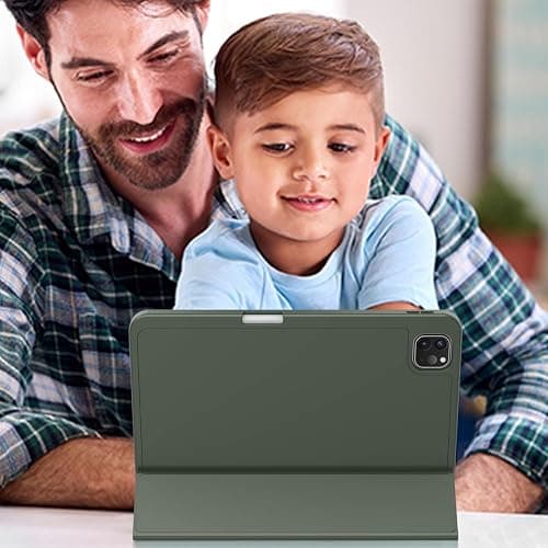ZryXal iPad Pro 11 Inch Case (M5) 2025/ (M4) 2024 (Model: A2836/A2837/A3006), Trifold Stand Smart Cover with Pencil Holder and Soft TPU Back, Auto Wake/Sleep (Dark Green) thumbnail 6