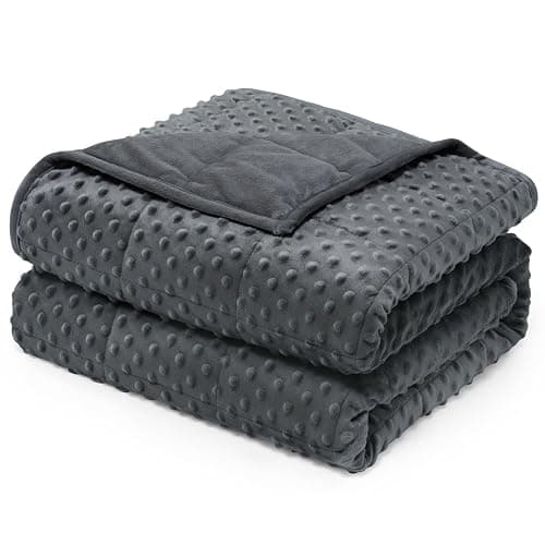 Wemore Minky Dot Weighted Blanket for Adults Queen Size 15 lb, Soft Heavy Blanket for Stress Relief and Sleep Promotion, Breathable Blanket for All-Season with Glass Beads, Dark Grey 60 x 80 inches - Image 1