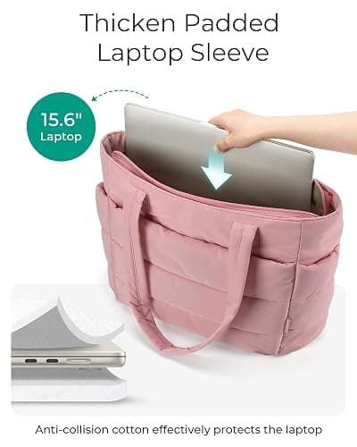 BAGSMART Tote Bag for Women, Lightweight Puffy Tote Bag with Compartments Shoulder Bag Handbag for Travel, Work, Gym thumbnail 4