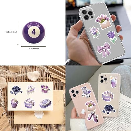 Aesthetic Purple Stickers for Water Bottle,56pcs Cute Aesthetic Stickers for Kids Girls Teens,Waterproof Vinyl Decals for Laptop Journal Scrapbooking Party Favors(Purple) thumbnail 4