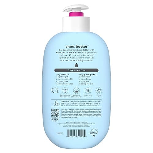 eos Shea Better Sensitive Skin Body Lotion, 48-Hour Moisture Skin Care, For Dry Skin, Fragrance Free Body Lotion, Eczema Lotion, Vegan, 16 fl oz (Packaging may vary) thumbnail 8