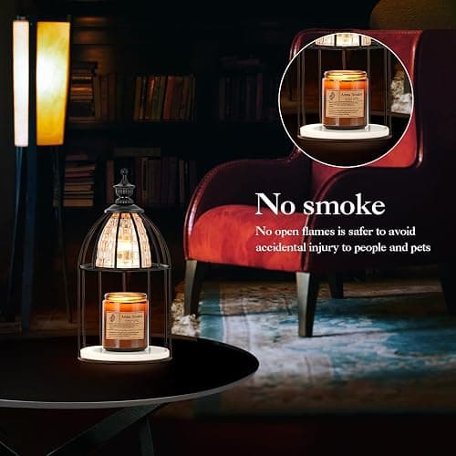 Swokazoe Candle Warmer Lamp for Top-Down Candle Melting, Vintage Aromatherapy Wax Melting lamp,Night Lamp (Black) thumbnail 4