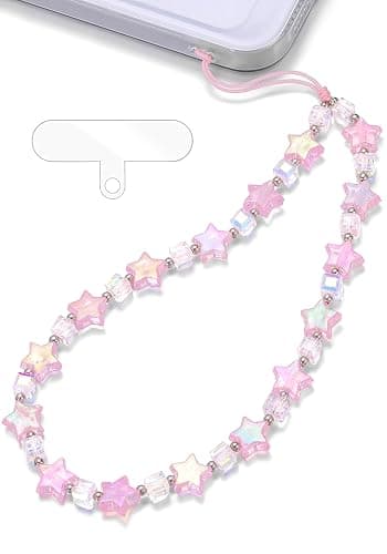 TRBR Star Phone Charm Wrist Strap, Beaded Lanyard Wristlet Chain, Anti-Theft Bracelet Strap for iPhone & More Cases - Image 1