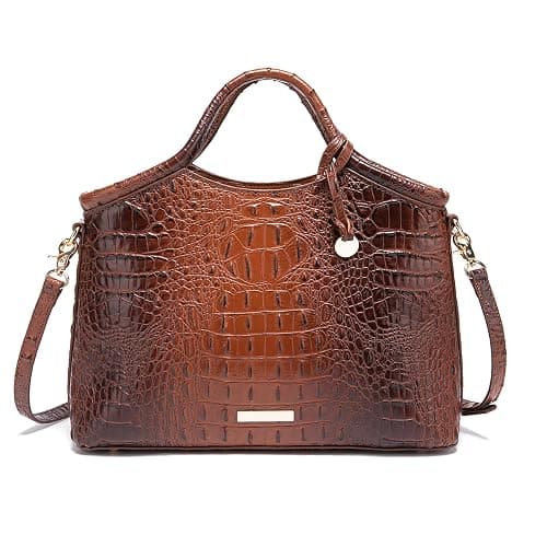 Makcr Joacbv Crocodile Pattern Gradient Top Handle Satchel Large Capacity Tote Bag Casual Versatile Commuter Bag Leather - Image 1