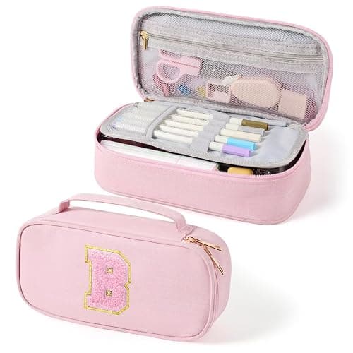 YOOLIFE Pencil Case for Girls, Cute Pencil Pouch Pen Case, Large Capacity Aesthetic School Supplies for Teen Girls, B (Pink) - Image 1