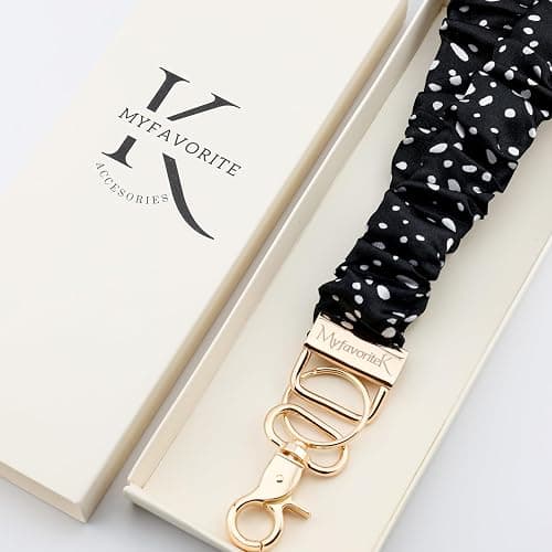 MyfavoriteK Stylish Scrunchie Lanyard for ID Badges Cute Neck Stretchy Lanyard for Keys Retractable Keychain Holder thumbnail 6