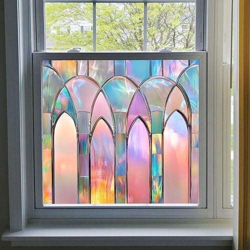 Fensterfolie Rosafarbe Milchglasfolie Selbsthaftend Feìnsterfolie Blickdicht Milchglasfolie Selbstklebend Fenster Statisch Haftend Klebefolie Fenster Sichtschutz Bad 50x50cm/1 Pcs - Image 1