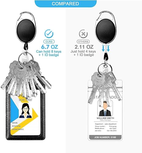 Teskyer Badge Reel, 5 Pack Retractable Badge Holders with Carabiner Belt Clip and Key Ring for ID Card Holder and Keychain thumbnail 3