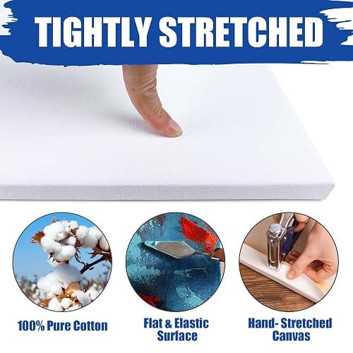 Halobios 32 Packs Professional Stretched Canvas for Painting, Blank Canvas Art with 5 * 7in, 9 * 12in, 11 * 14in, Value Pack for Acrylic, Oil, Acrylic Pouring thumbnail 5
