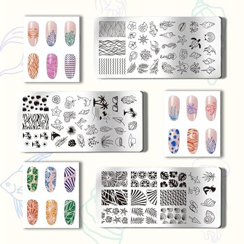 PH PandaHall 3pcs Seaside Stamping Plate Beach Stamper Shell Art Stencils Printing Template Tip Stainless Steel Image Plates for Nail Design Manicure Salon thumbnail 3