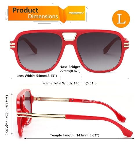 FEISEDY Retro Aviator Sunglasses for Women Men Vintage Trendy Oversized Square Shades UV400 B0106 thumbnail 5