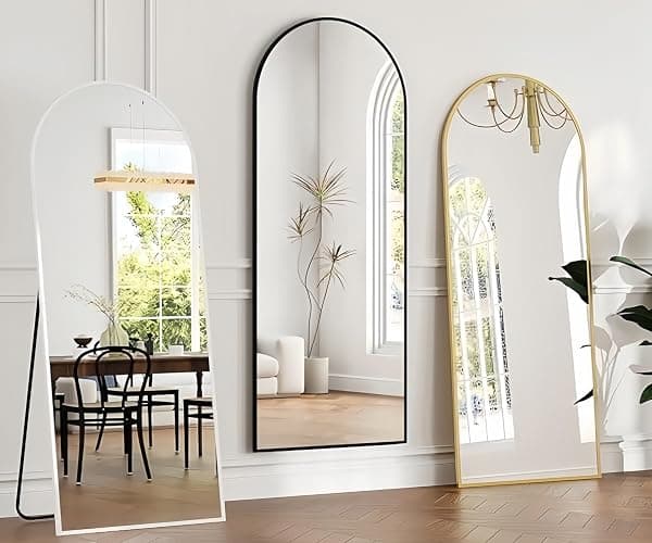 Rowjut Floor Mirror Arched Full Length Mirrors, Mirror Full Length Standing Hanging or Leaning Against Wall, 59"x18" Large Full Body and Wall Mounted Mirror for Bedroom Living Room, Gold thumbnail 5