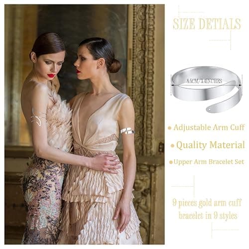 WAINIS 8 Pieces Arm Cuff Upper Arm Cuff Bracelet for Women Minimalist Upper Bangle Adjustable Armband Set thumbnail 2