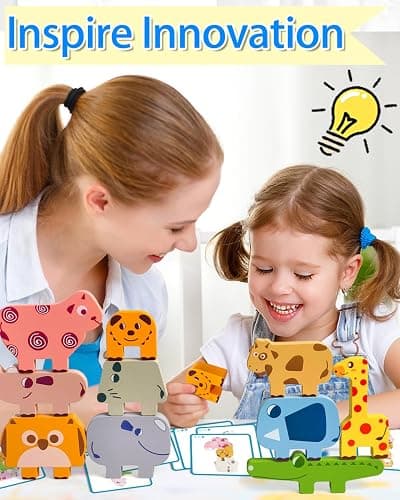 Vaiheng Toys for Toddlers 1-3, Montessori Toys for 1 2 3 Year Old Boys & Girls, Toy Age 2-4 0-2 Kids Baby, 1 2 3 Year Old Girls Boys Gifts, Wooden Animal Blocks Stacking Education Puzzles Toy thumbnail 4