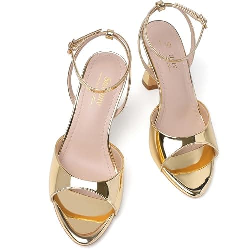 Susanny High Heels for Women Pointed Open Toe Strappy Chunky Block Heels Ankle Strap Stiletto Kitten Heeled Sandals Wedding Bridal Party Prom Sexy Dress Shoes thumbnail 7