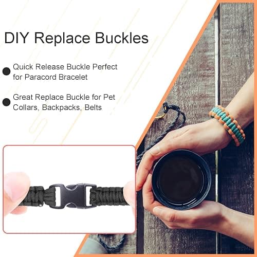 CooBigo 150 Pack Assorted Curved 3/8" Paracord Buckles, Paracord Bracelet Buckles, Plastic Side Release Clips for Parachute 550 Cord Bracelets Clasps Dog Collar Straps Clasp DIY Craft Accessories thumbnail 4