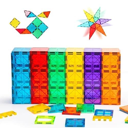 Gemmicc Magnetic Tiles, Deluxe 136 PCS Building Blocks Magnet Toys for Kids,3D Magnet Puzzles Stacking Blocks for Boys Girls,Huge Set with 2 Cars thumbnail 6