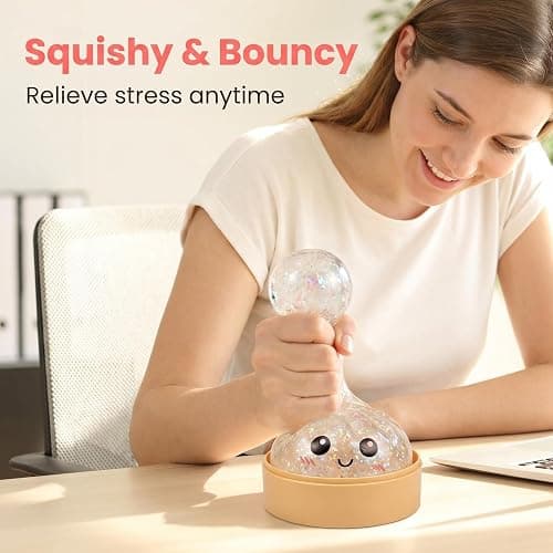 Dumpling Squishy Mystery Box, Slow Rising Glitter Squishy Dumpling Toy, Anxiety Relief Fidget, Stocking Stuffers with Food Steamer Stretchy Desk Toys (Glitter White) thumbnail 2