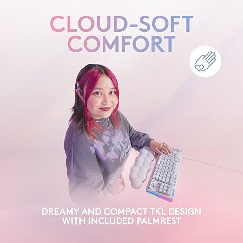 Logitech G713 Wired Mechanical Gaming Keyboard with LIGHTSYNC RGB Lighting, Clicky Switches (GX Blue), and Keyboard Palm Rest, PC/Mac Compatible - White Mist thumbnail 2