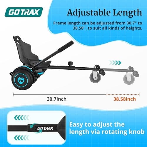 Gotrax Hoverboard Kart Seat Attachment Accessory for 6.5" 8" 8.5" 10" Self Balancing Scooter, Adjustable Frame Length and Handlebar Control Buggy Attachment, Hover Board Go Kart Accessory Kids Adults thumbnail 3