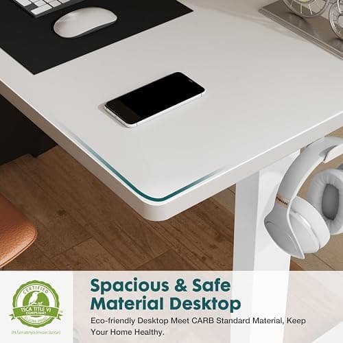 SMUG Standing Desk, Adjustable Height Electric Sit Stand Up Down Computer Table, 40x24 Inch Ergonomic Rising Modern Lift Motorized Gaming Desktop Workstation for Work Home Office, White - White - 40*24 thumbnail 7